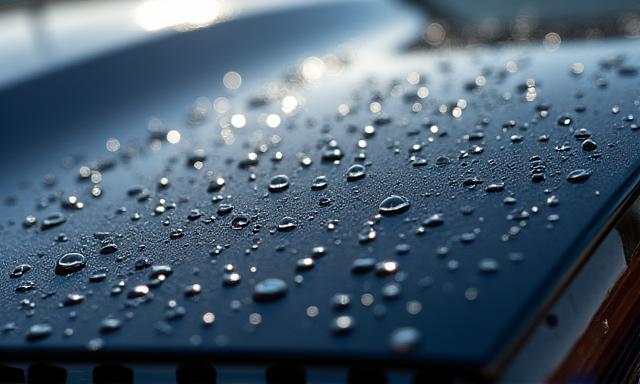 セラミックコーティングにより水滴が玉のように弾くボディ